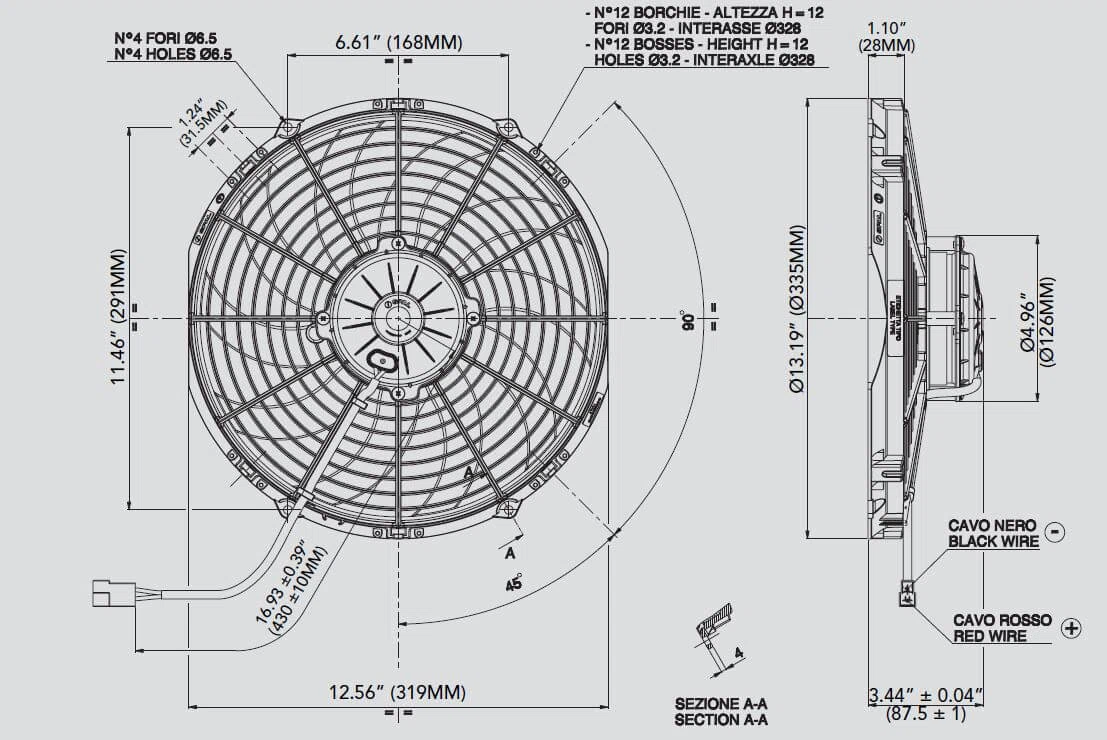 Spal 12 in High Performance Puller Radiator Cooling Fan Curved Blade 30102029